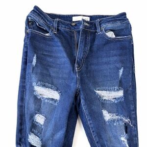 KanCan Dark Blue Distressed Boyfriend Jeans